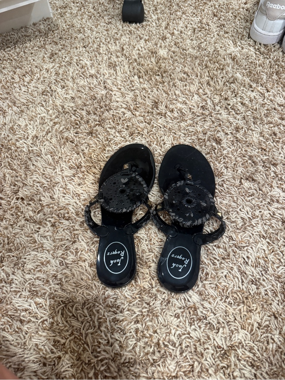 Jack Rogers Black Jelly Medallion Sandals